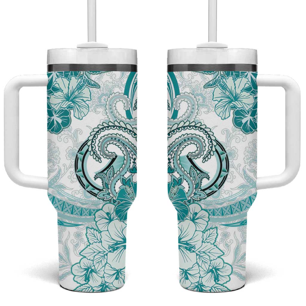 Polynesia Paisley Tumbler With Handle Mix Teal Polynesian Pattern