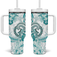 Polynesia Paisley Tumbler With Handle Mix Teal Polynesian Pattern LT05 One Size: 40 oz Teal - Polynesian Pride