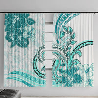 Polynesia Paisley Window Curtain Mix Teal Polynesian Pattern LT05 With Hooks Teal - Polynesian Pride