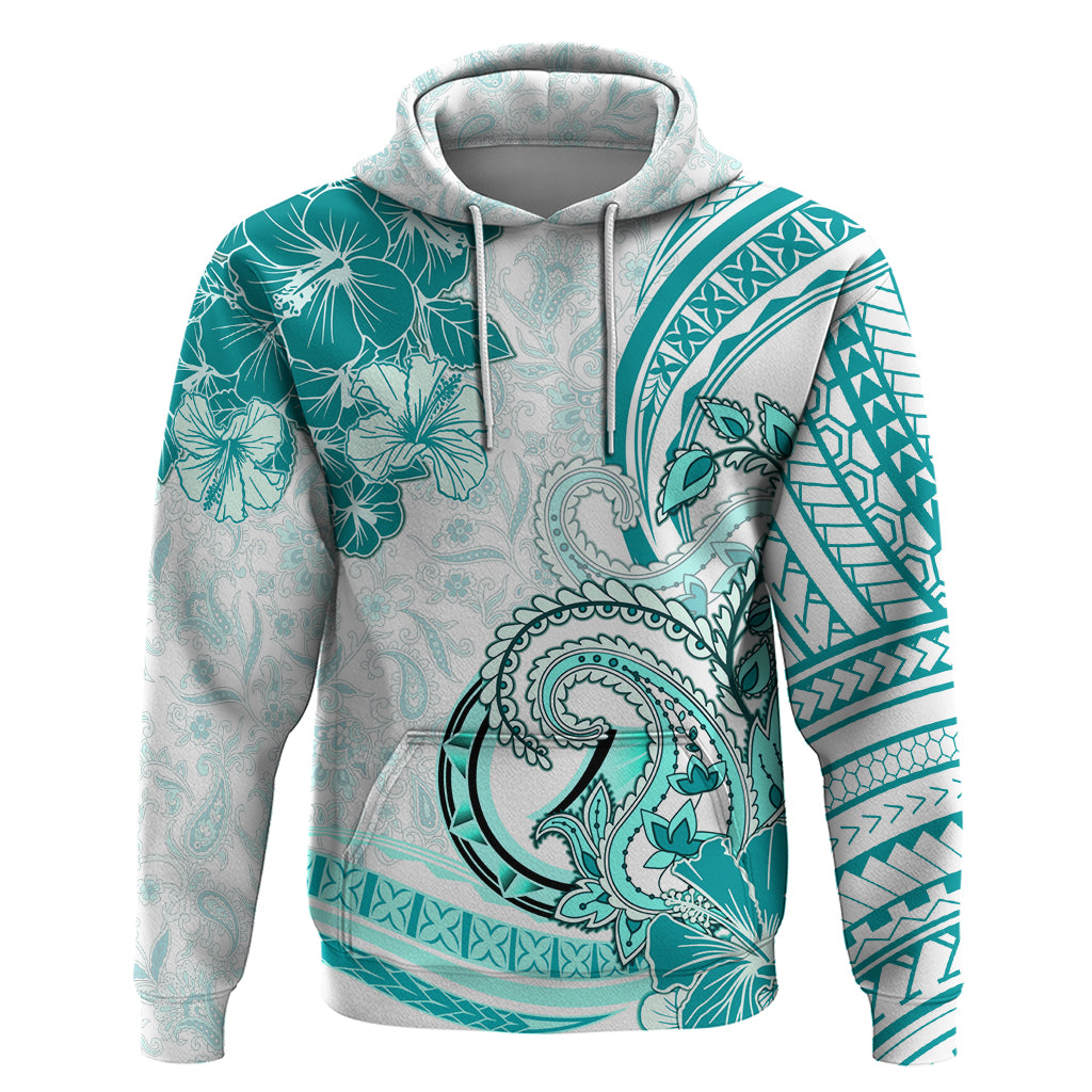 Polynesia Paisley Zip Hoodie Mix Teal Polynesian Pattern LT05 Pullover Hoodie Teal - Polynesian Pride