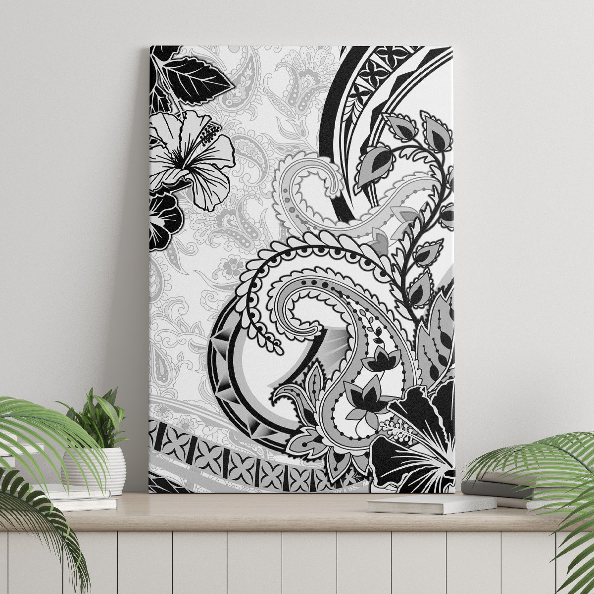Polynesia Paisley Canvas Wall Art Mix White Polynesian Pattern LT05 - Polynesian Pride