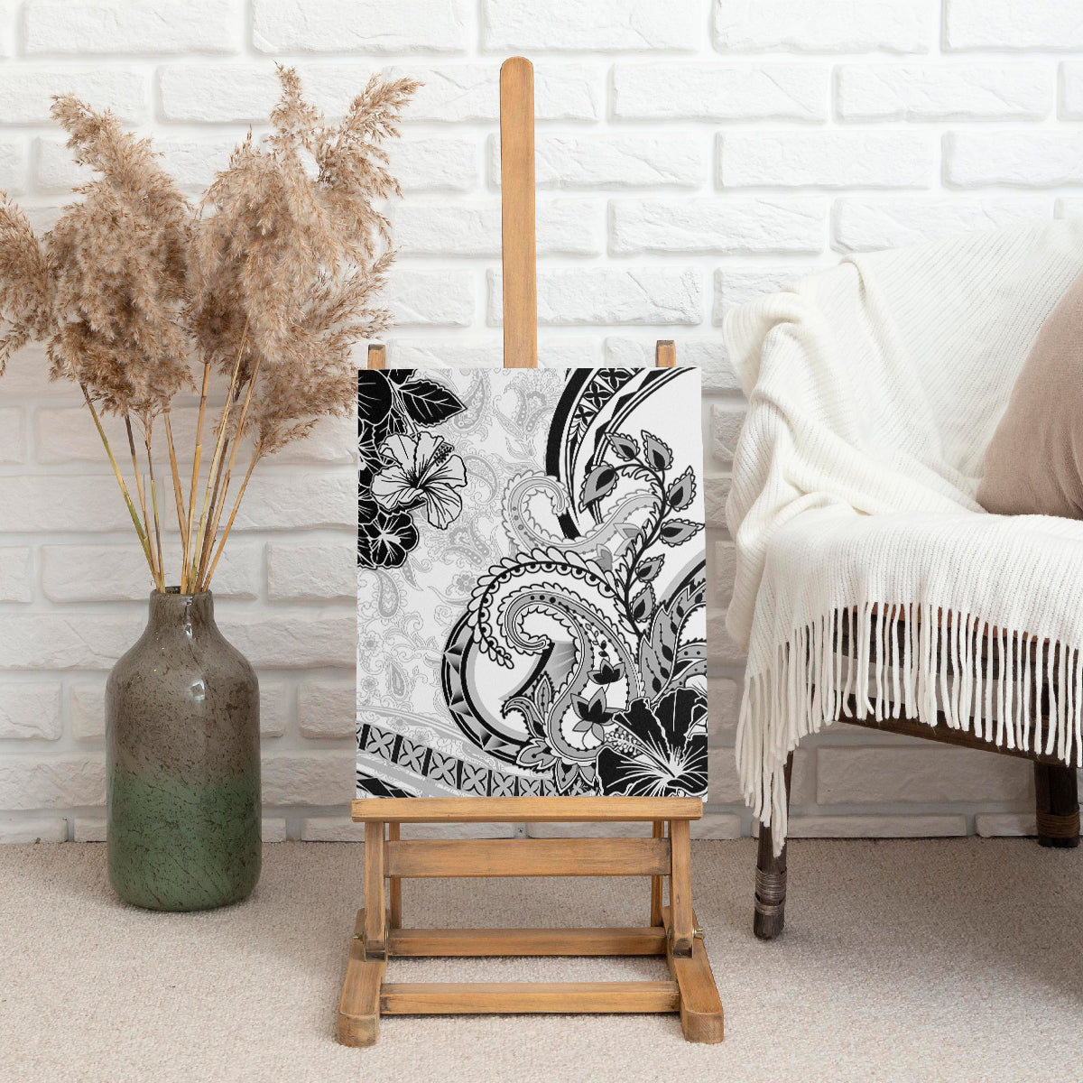 Polynesia Paisley Canvas Wall Art Mix White Polynesian Pattern LT05 - Polynesian Pride
