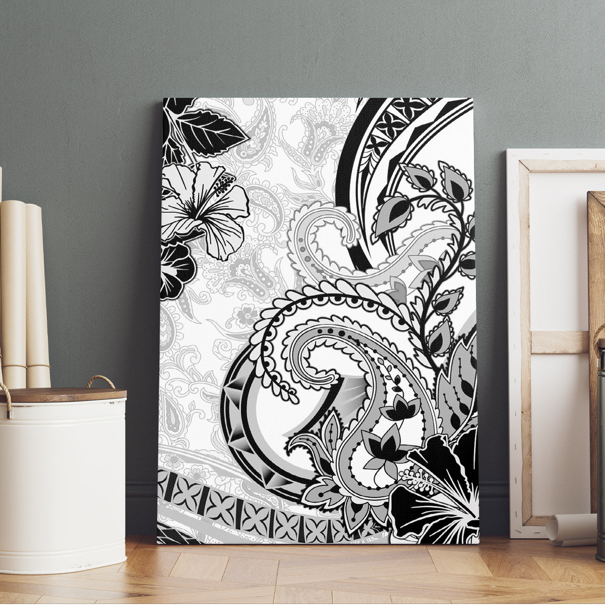 Polynesia Paisley Canvas Wall Art Mix White Polynesian Pattern LT05 - Polynesian Pride