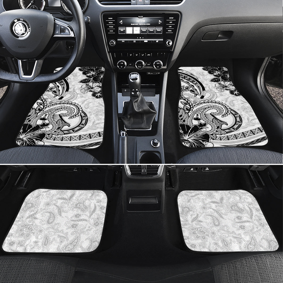 Polynesia Paisley Car Mats Mix White Polynesian Pattern LT05 Set 4pcs White - Polynesian Pride