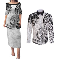 Polynesia Paisley Couples Matching Puletasi and Long Sleeve Button Shirt Mix White Polynesian Pattern LT05 White - Polynesian Pride