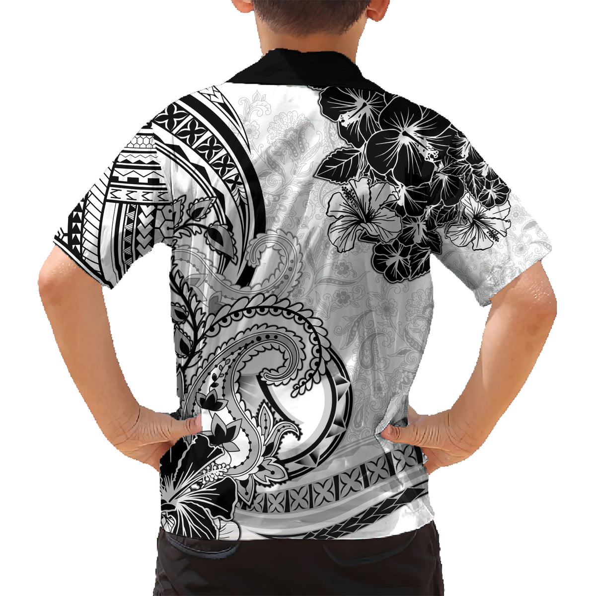 Polynesia Paisley Kid Hawaiian Shirt Mix White Polynesian Pattern LT05 - Polynesian Pride