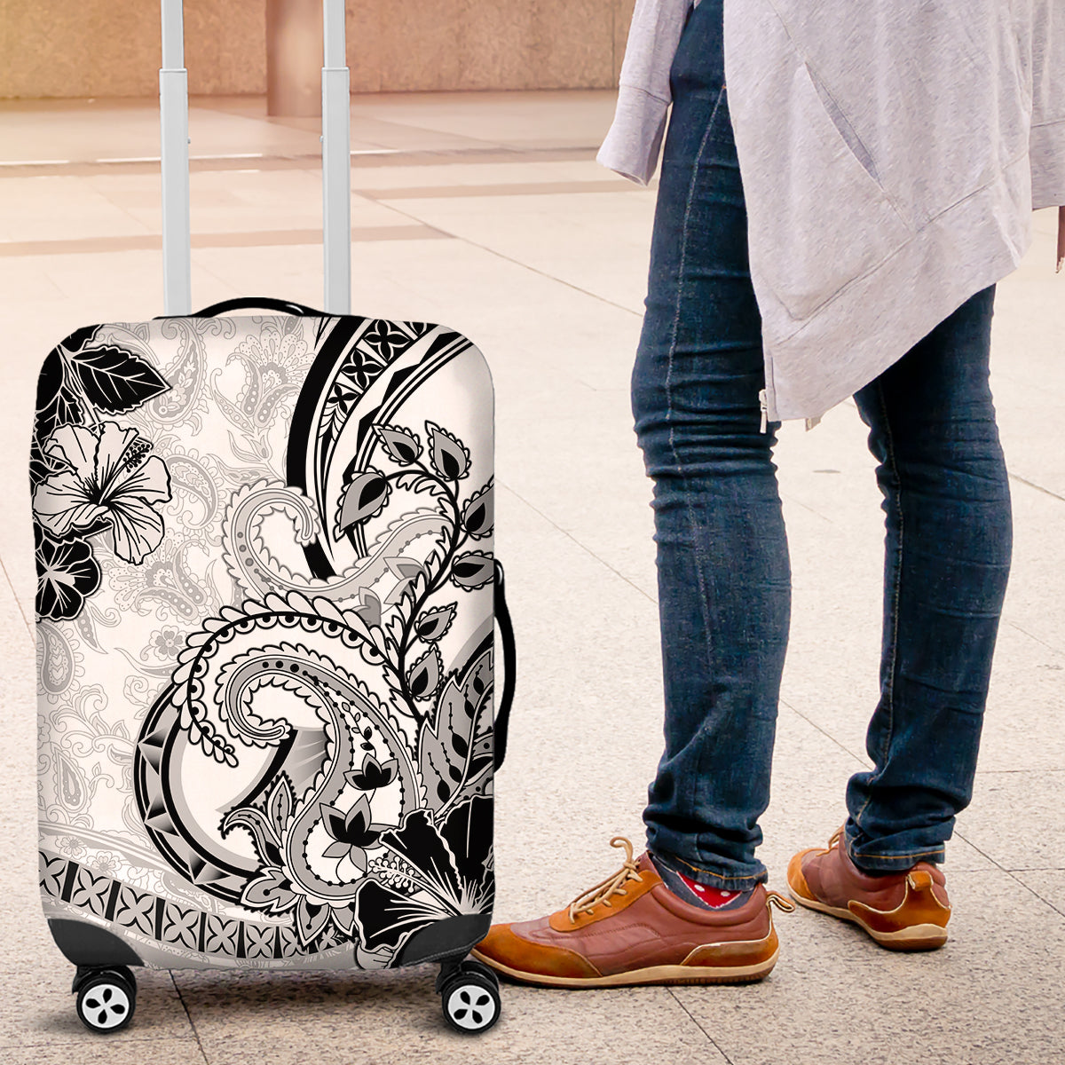 Polynesia Paisley Luggage Cover Mix White Polynesian Pattern