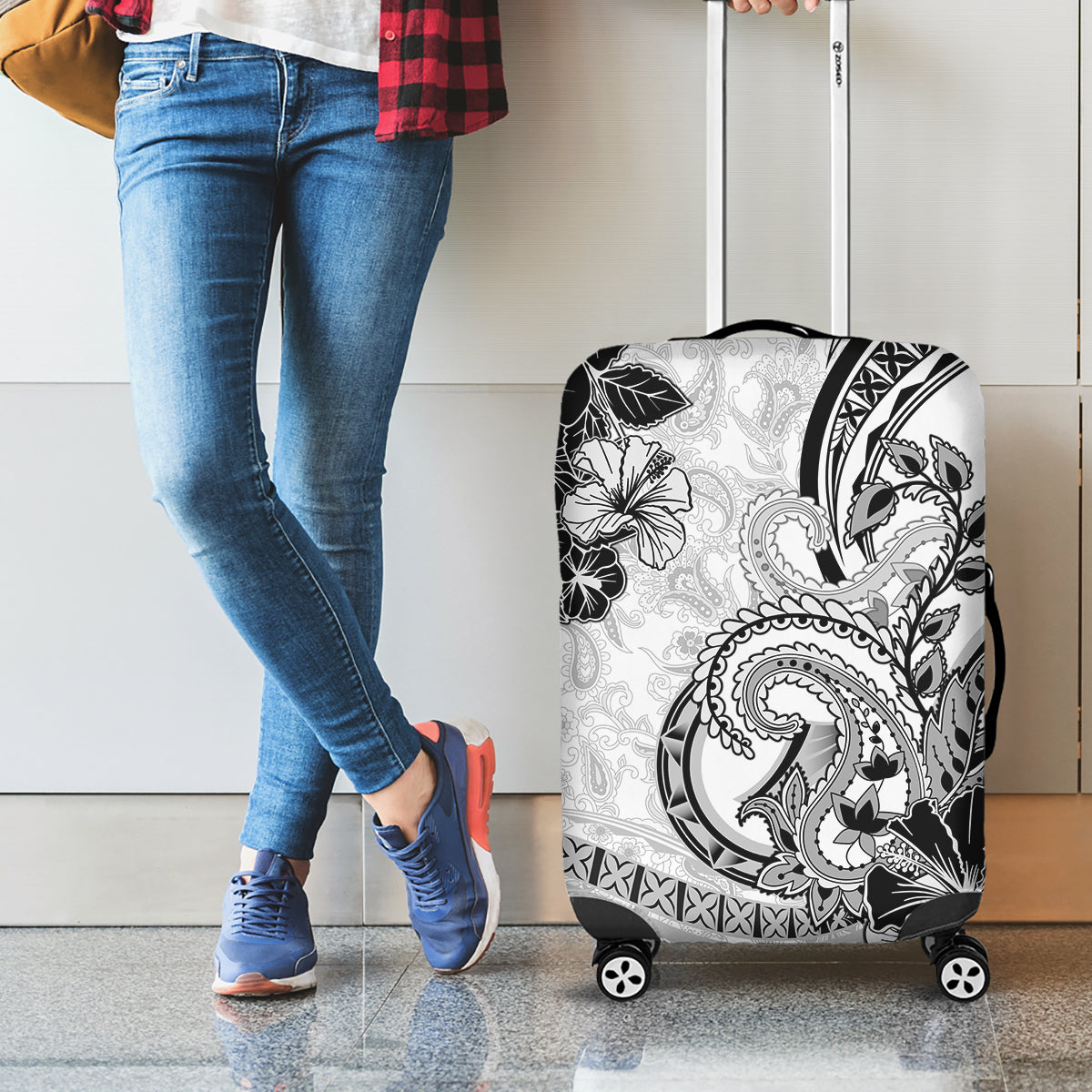Polynesia Paisley Luggage Cover Mix White Polynesian Pattern