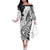 Polynesia Paisley Off The Shoulder Long Sleeve Dress Mix White Polynesian Pattern LT05 Women White - Polynesian Pride