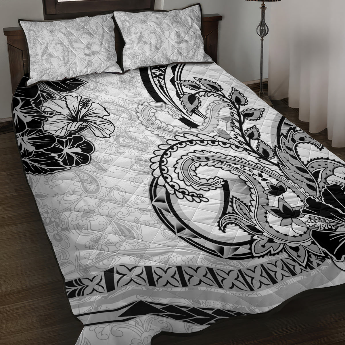 Polynesia Paisley Quilt Bed Set Mix White Polynesian Pattern LT05 White - Polynesian Pride