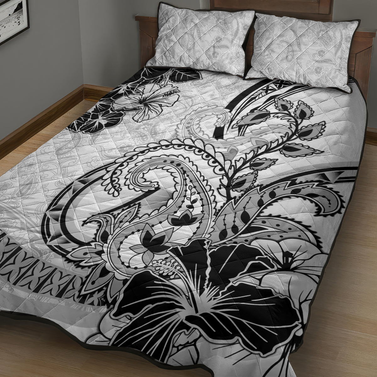 Polynesia Paisley Quilt Bed Set Mix White Polynesian Pattern LT05 - Polynesian Pride
