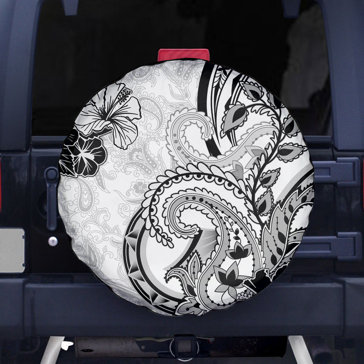 Polynesia Paisley Spare Tire Cover Mix White Polynesian Pattern LT05 - Polynesian Pride