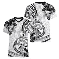 Polynesia Paisley Women V Neck T Shirt Mix White Polynesian Pattern LT05 - Polynesian Pride