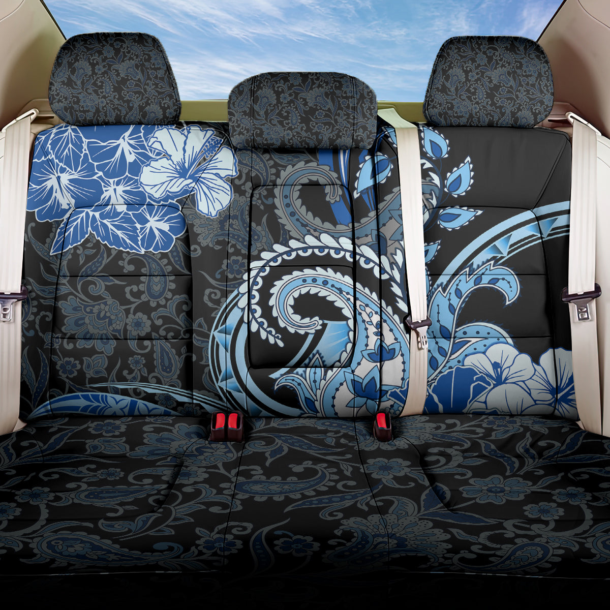 Polynesia Paisley Back Car Seat Cover Mix Blue Polynesian Pattern LT05 One Size Blue - Polynesian Pride