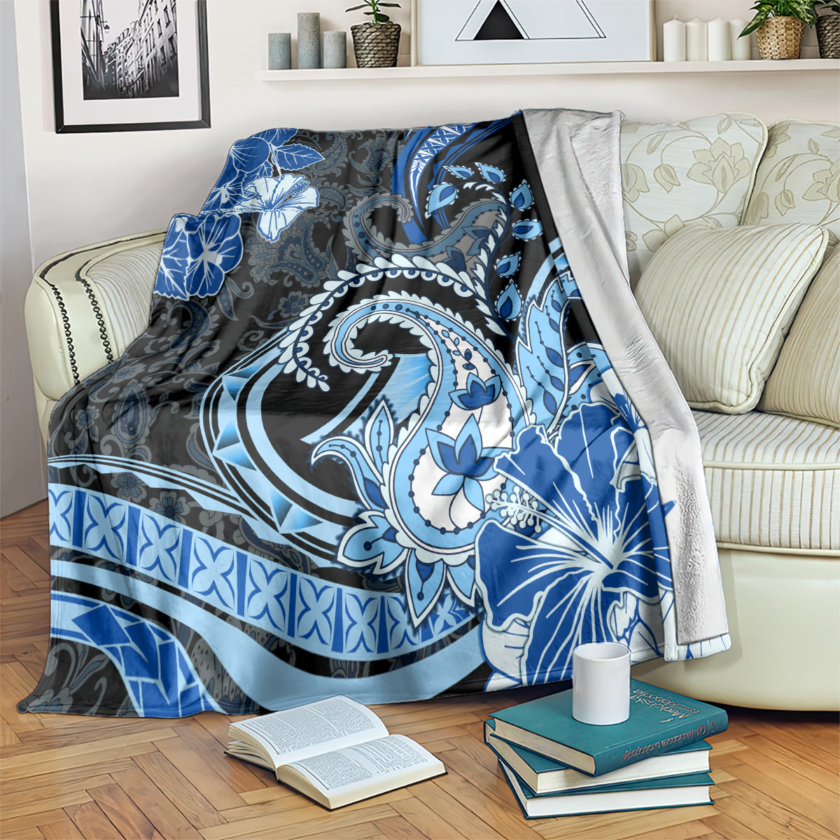 Polynesia Paisley Blanket Mix Blue Polynesian Pattern