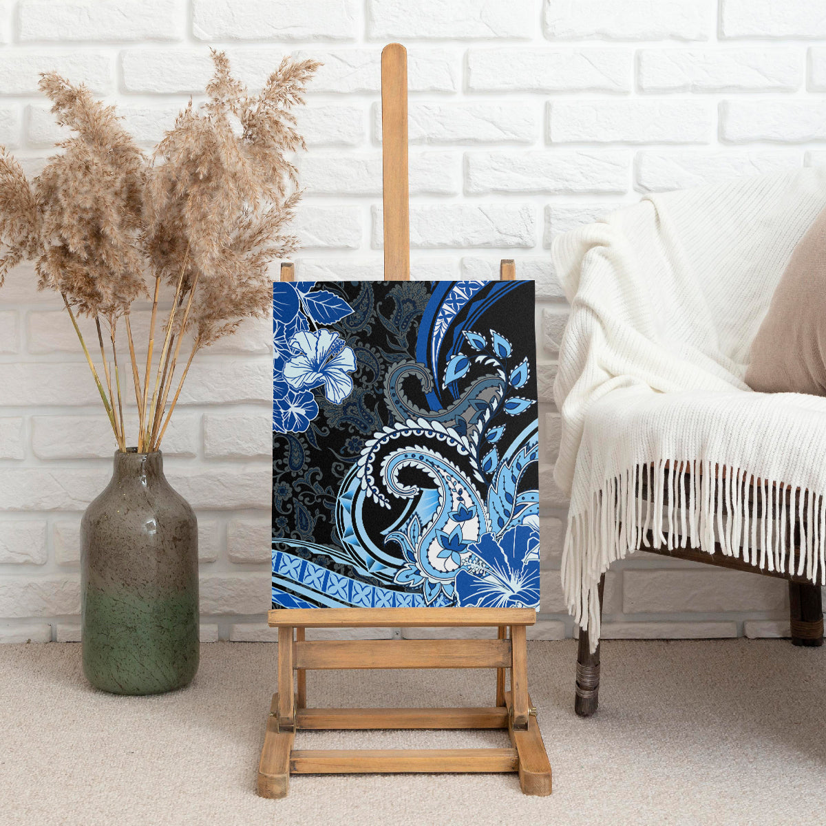 Polynesia Paisley Canvas Wall Art Mix Blue Polynesian Pattern LT05 - Polynesian Pride
