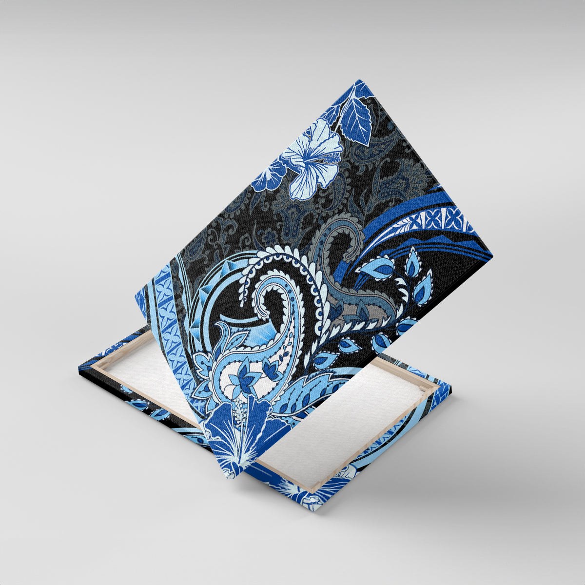 Polynesia Paisley Canvas Wall Art Mix Blue Polynesian Pattern LT05 With Frame Blue - Polynesian Pride