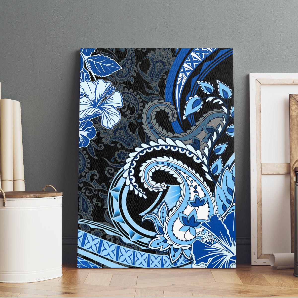 Polynesia Paisley Canvas Wall Art Mix Blue Polynesian Pattern LT05 - Polynesian Pride
