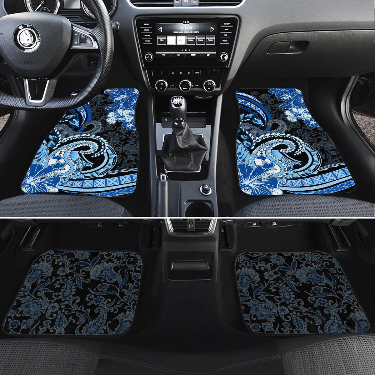 Polynesia Paisley Car Mats Mix Blue Polynesian Pattern LT05 Set 4pcs Blue - Polynesian Pride