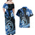 Polynesia Paisley Couples Matching Off Shoulder Maxi Dress and Hawaiian Shirt Mix Blue Polynesian Pattern LT05 - Polynesian Pride