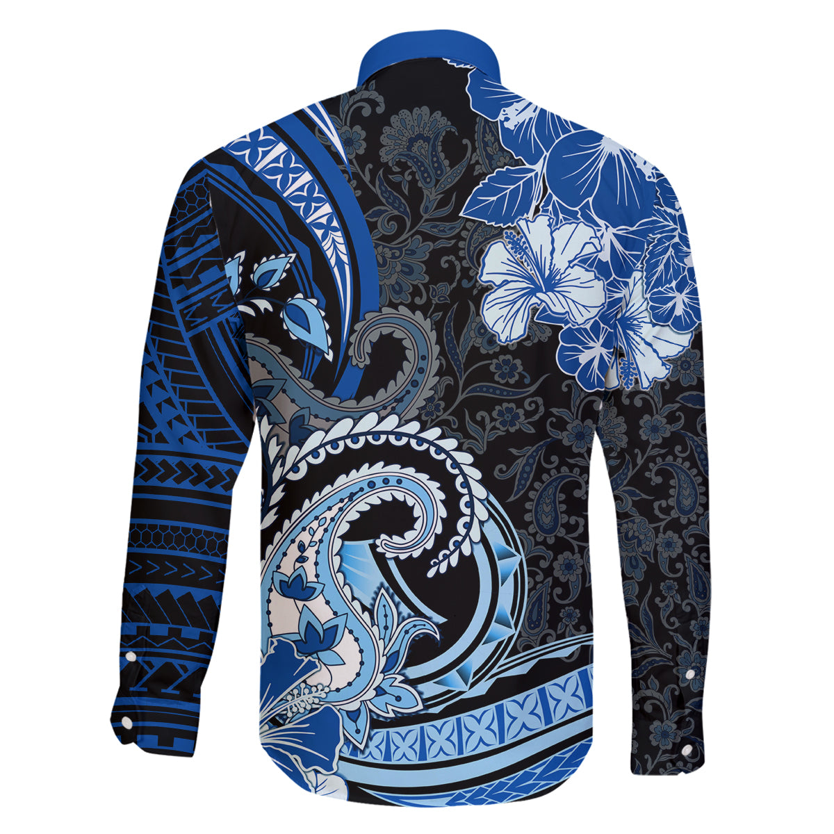 Polynesia Paisley Family Matching Off Shoulder Maxi Dress and Hawaiian Shirt Mix Blue Polynesian Pattern LT05 - Polynesian Pride