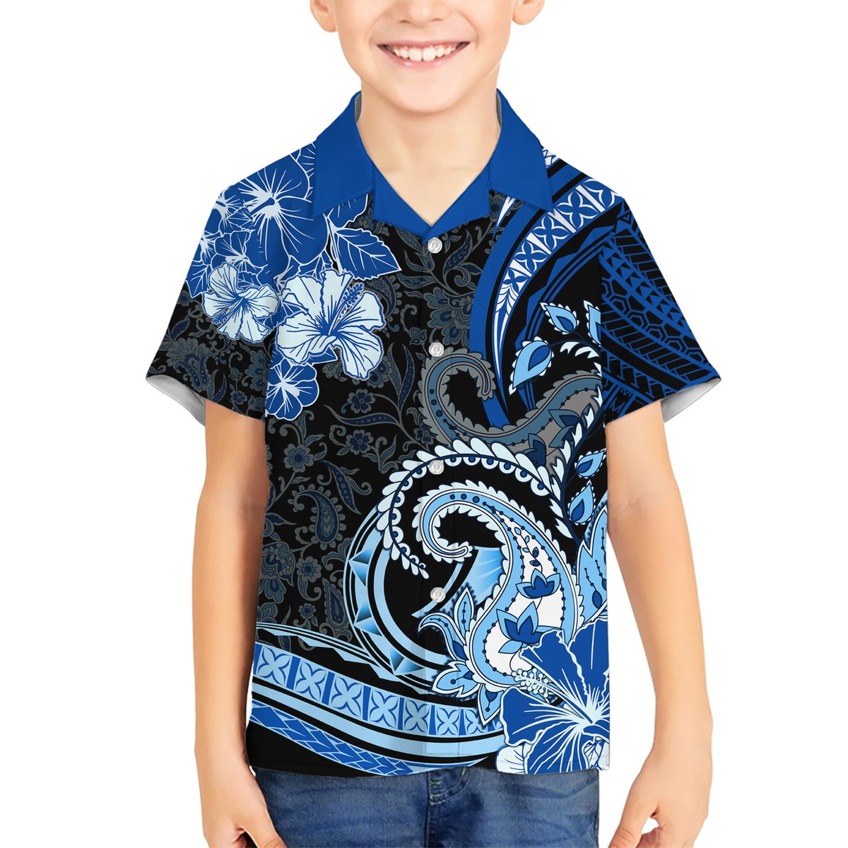Polynesia Paisley Hawaiian Shirt Mix Blue Polynesian Pattern LT05 - Polynesian Pride
