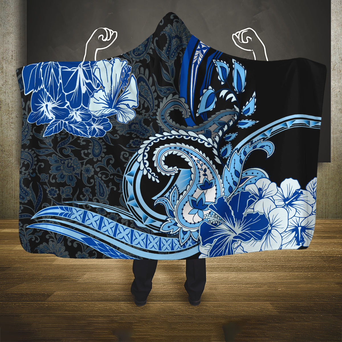 Polynesia Paisley Hooded Blanket Mix Blue Polynesian Pattern LT05 One Size Blue - Polynesian Pride