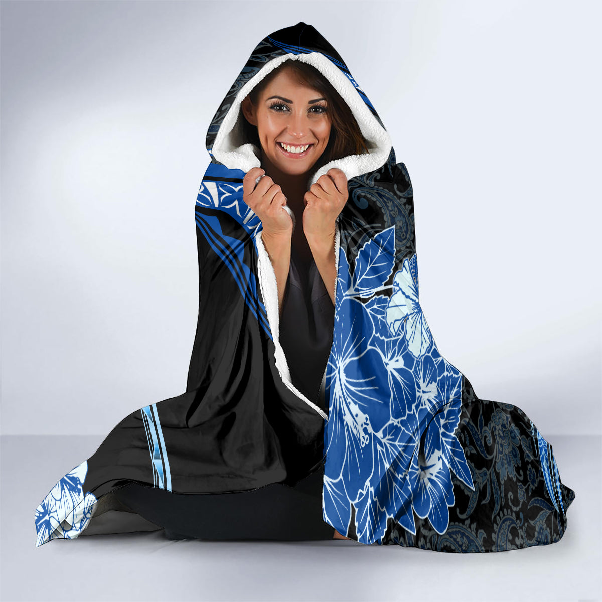 Polynesia Paisley Hooded Blanket Mix Blue Polynesian Pattern LT05 - Polynesian Pride