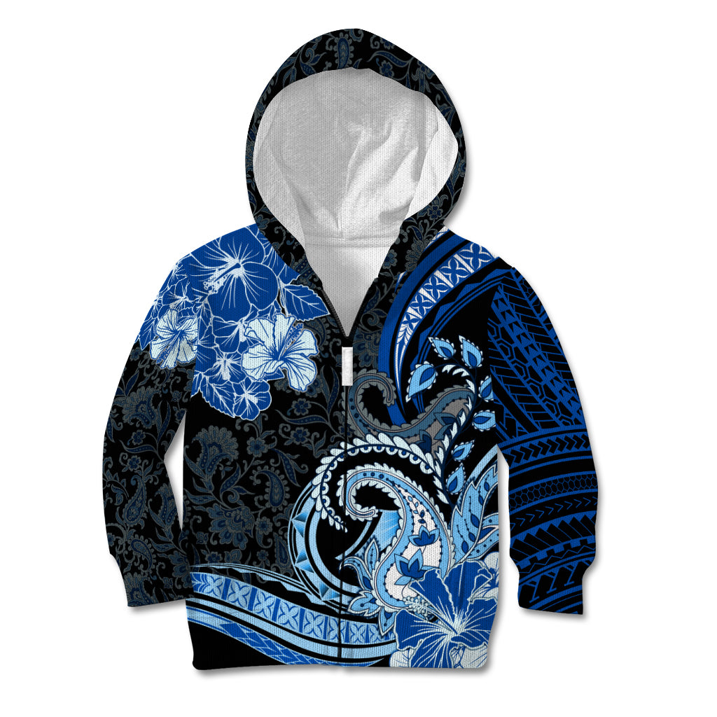 Polynesia Paisley Kid Hoodie Mix Blue Polynesian Pattern LT05 Zip Hoodie Blue - Polynesian Pride