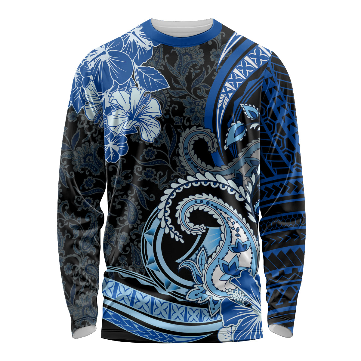 Polynesia Paisley Long Sleeve Shirt Mix Blue Polynesian Pattern LT05 Unisex Blue - Polynesian Pride