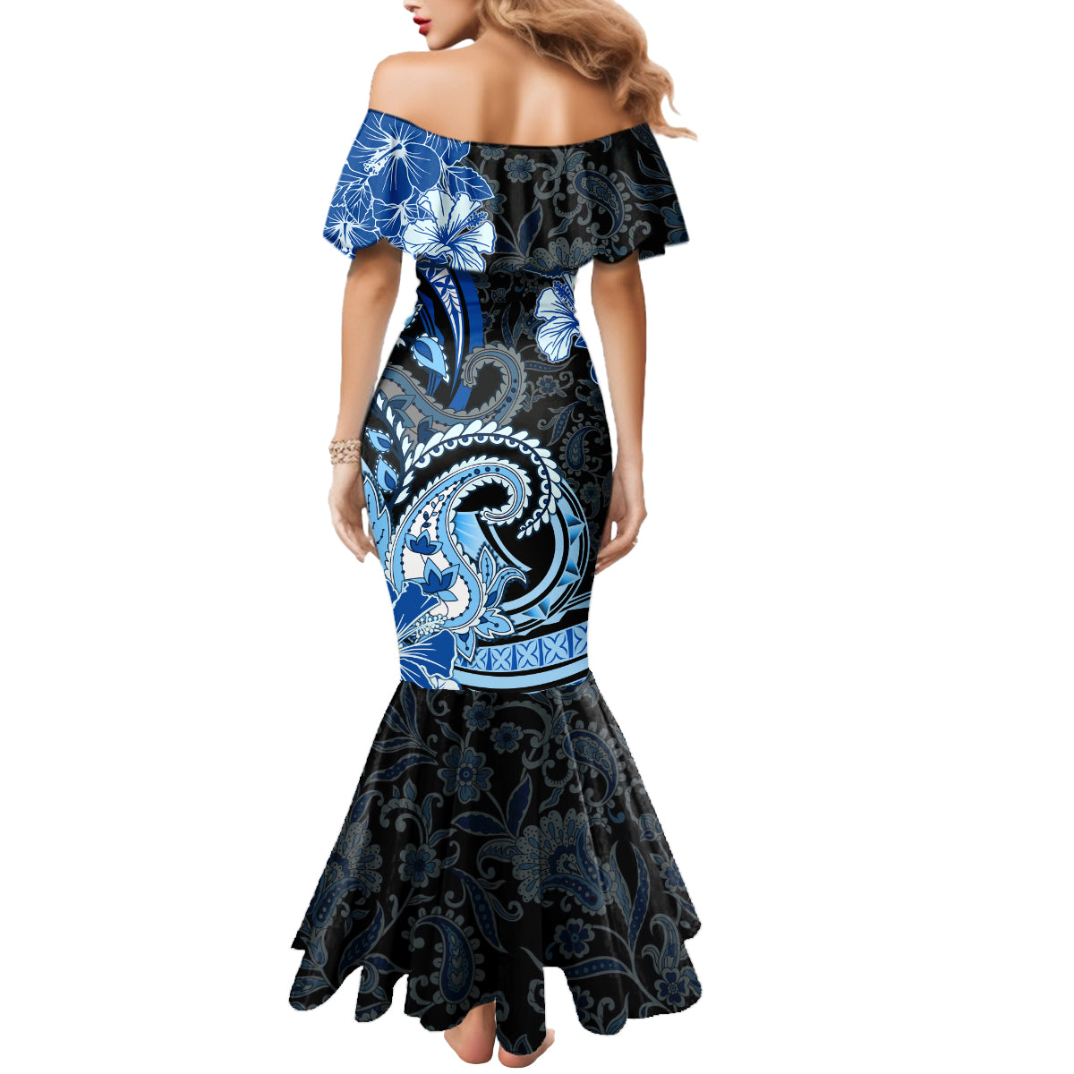 Polynesia Paisley Mermaid Dress Mix Blue Polynesian Pattern LT05 - Polynesian Pride