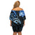 Polynesia Paisley Off Shoulder Short Dress Mix Blue Polynesian Pattern LT05 - Polynesian Pride