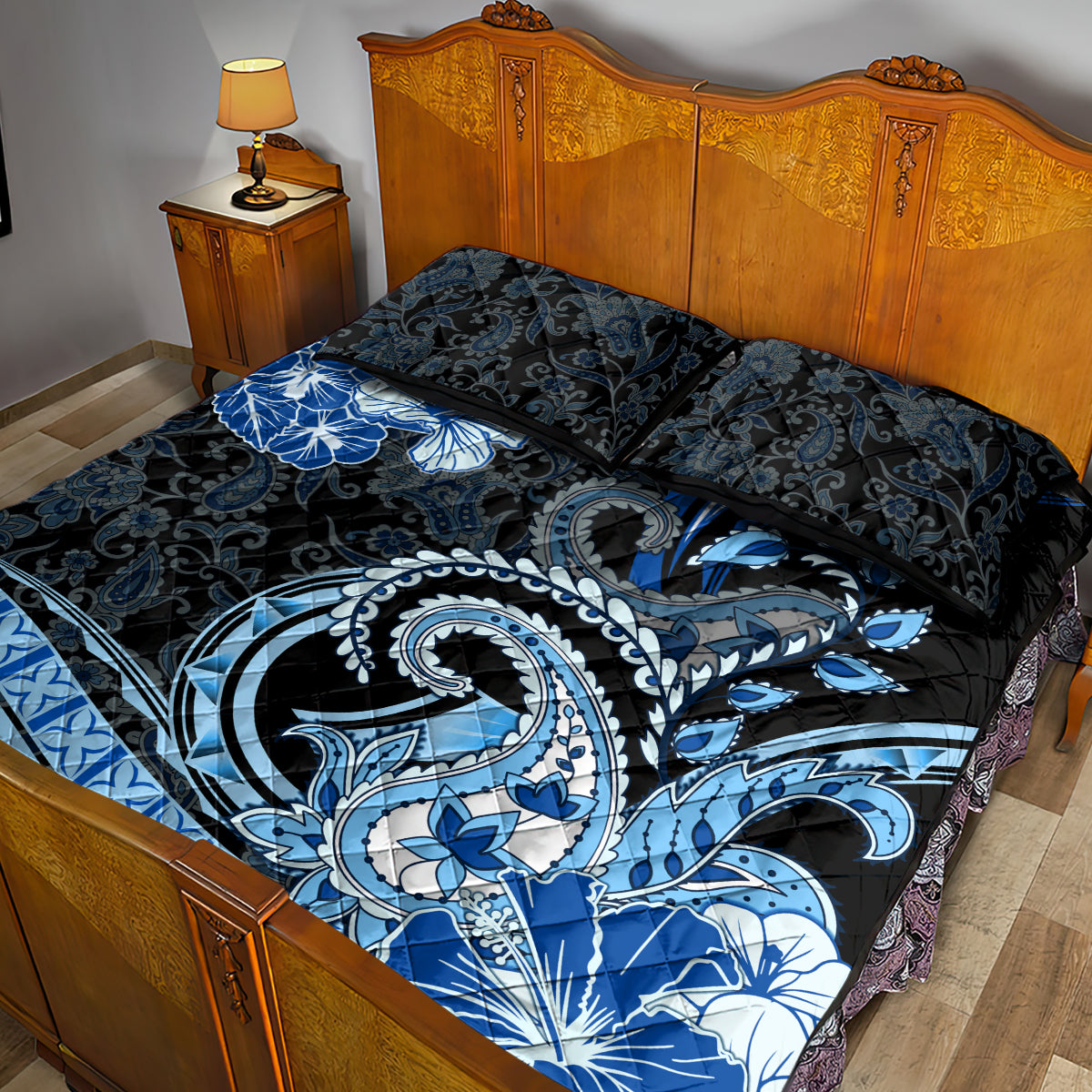 Polynesia Paisley Quilt Bed Set Mix Blue Polynesian Pattern LT05 - Polynesian Pride