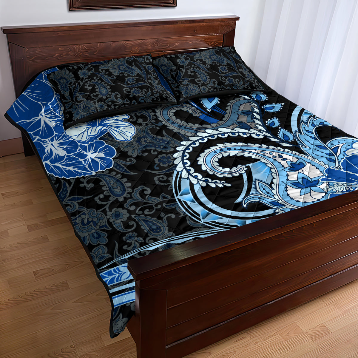 Polynesia Paisley Quilt Bed Set Mix Blue Polynesian Pattern LT05 - Polynesian Pride