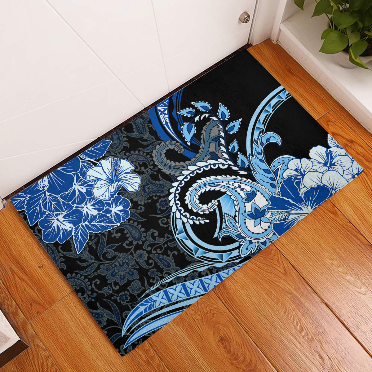 Polynesia Paisley Rubber Doormat Mix Blue Polynesian Pattern LT05 Blue - Polynesian Pride