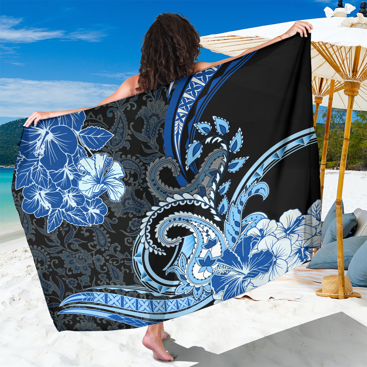 Polynesia Paisley Sarong Mix Blue Polynesian Pattern