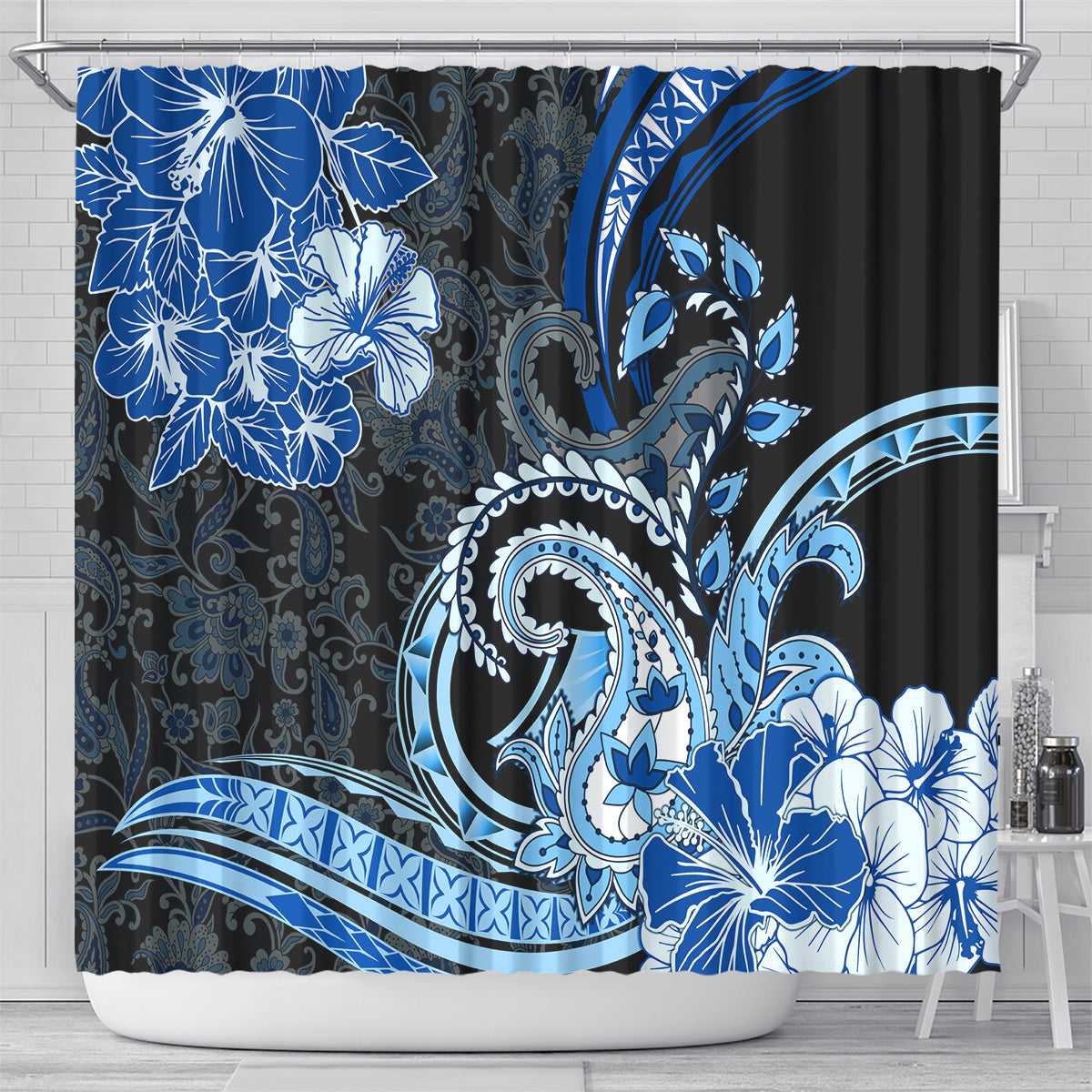 Polynesia Paisley Shower Curtain Mix Blue Polynesian Pattern