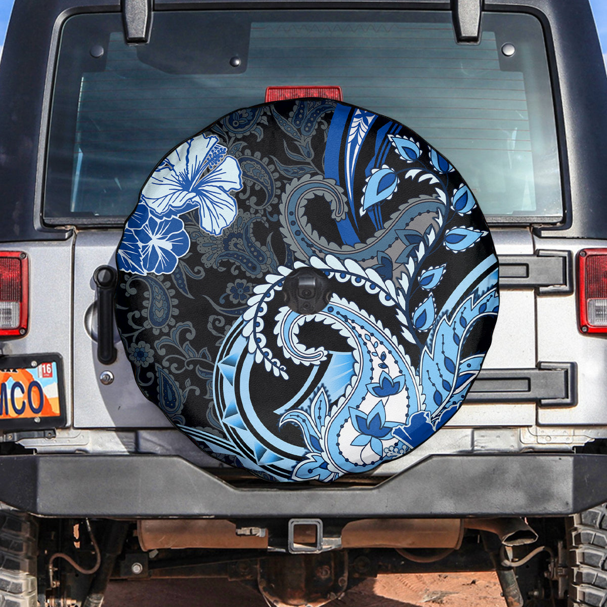 Polynesia Paisley Spare Tire Cover Mix Blue Polynesian Pattern