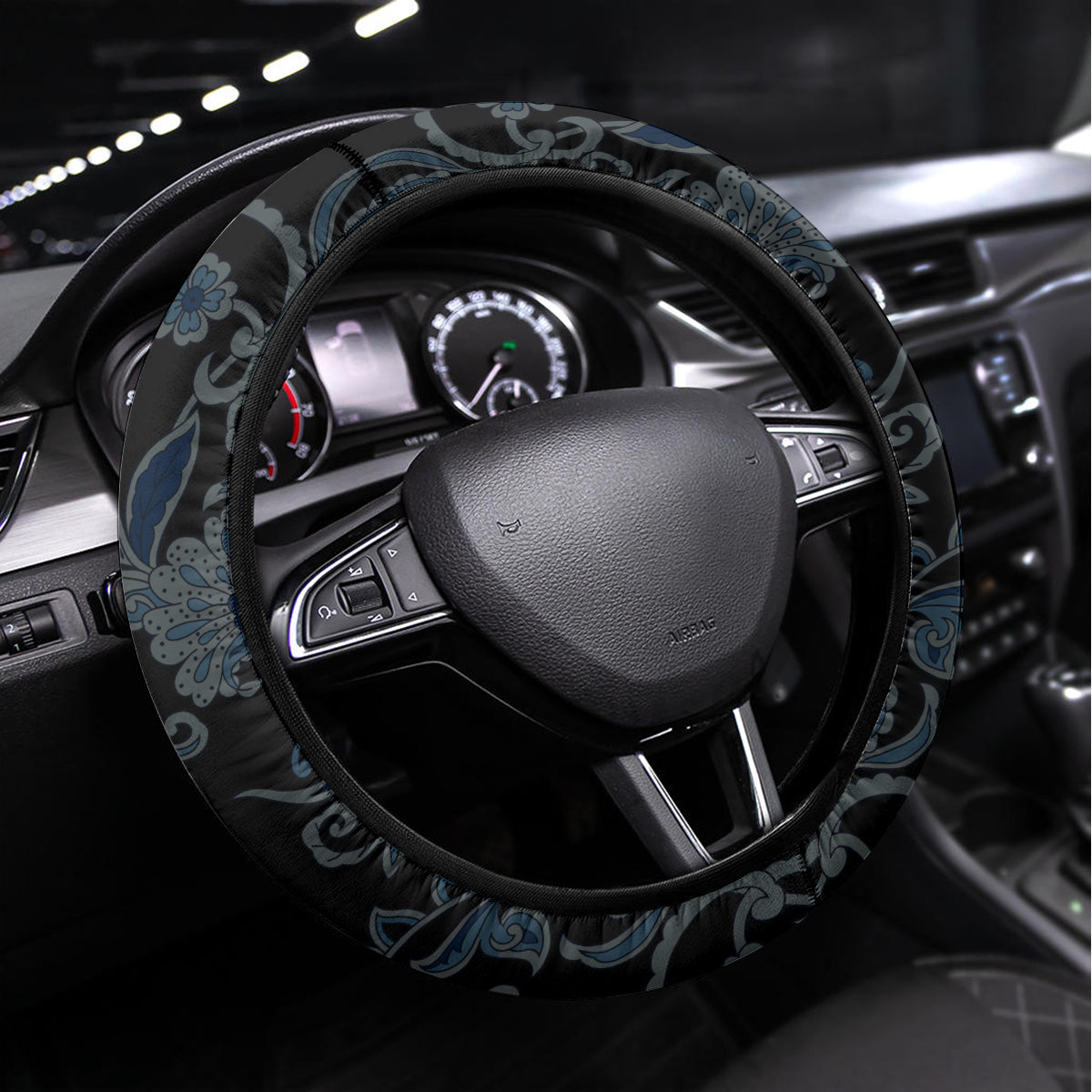 Polynesia Paisley Steering Wheel Cover Mix Blue Polynesian Pattern LT05 Universal Fit Blue - Polynesian Pride