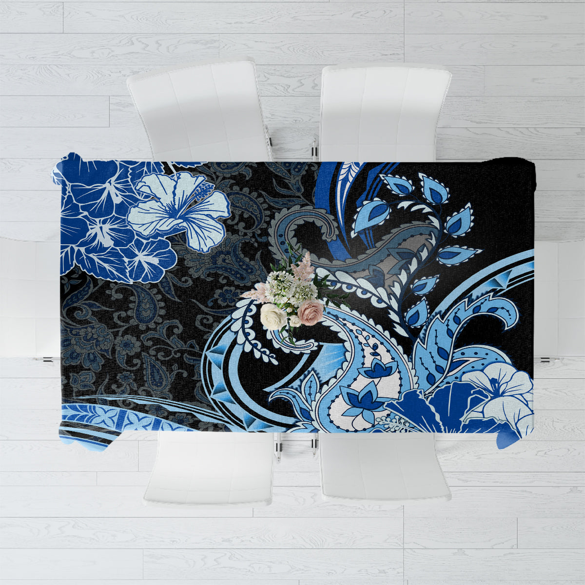 Polynesia Paisley Tablecloth Mix Blue Polynesian Pattern LT05 Blue - Polynesian Pride