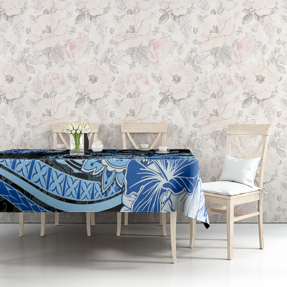 Polynesia Paisley Tablecloth Mix Blue Polynesian Pattern LT05 - Polynesian Pride