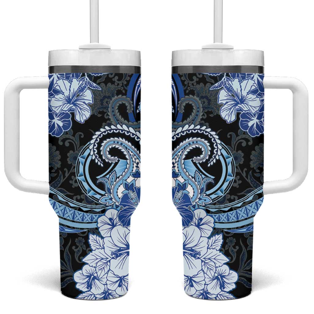 Polynesia Paisley Tumbler With Handle Mix Blue Polynesian Pattern LT05 One Size: 40 oz Blue - Polynesian Pride