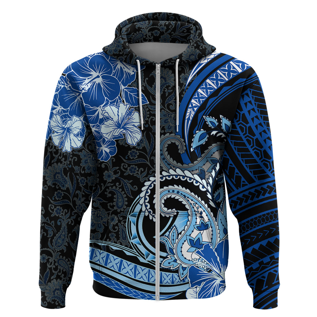 Polynesia Paisley Zip Hoodie Mix Blue Polynesian Pattern LT05 Zip Hoodie Blue - Polynesian Pride