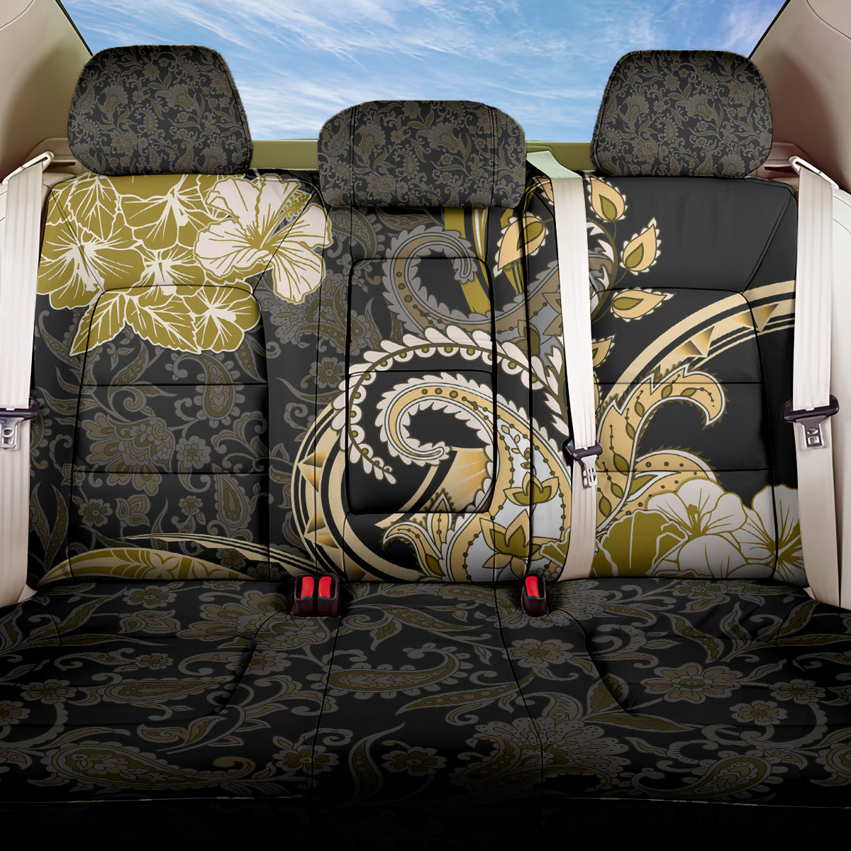 Polynesia Paisley Back Car Seat Cover Mix Gold Polynesian Pattern LT05