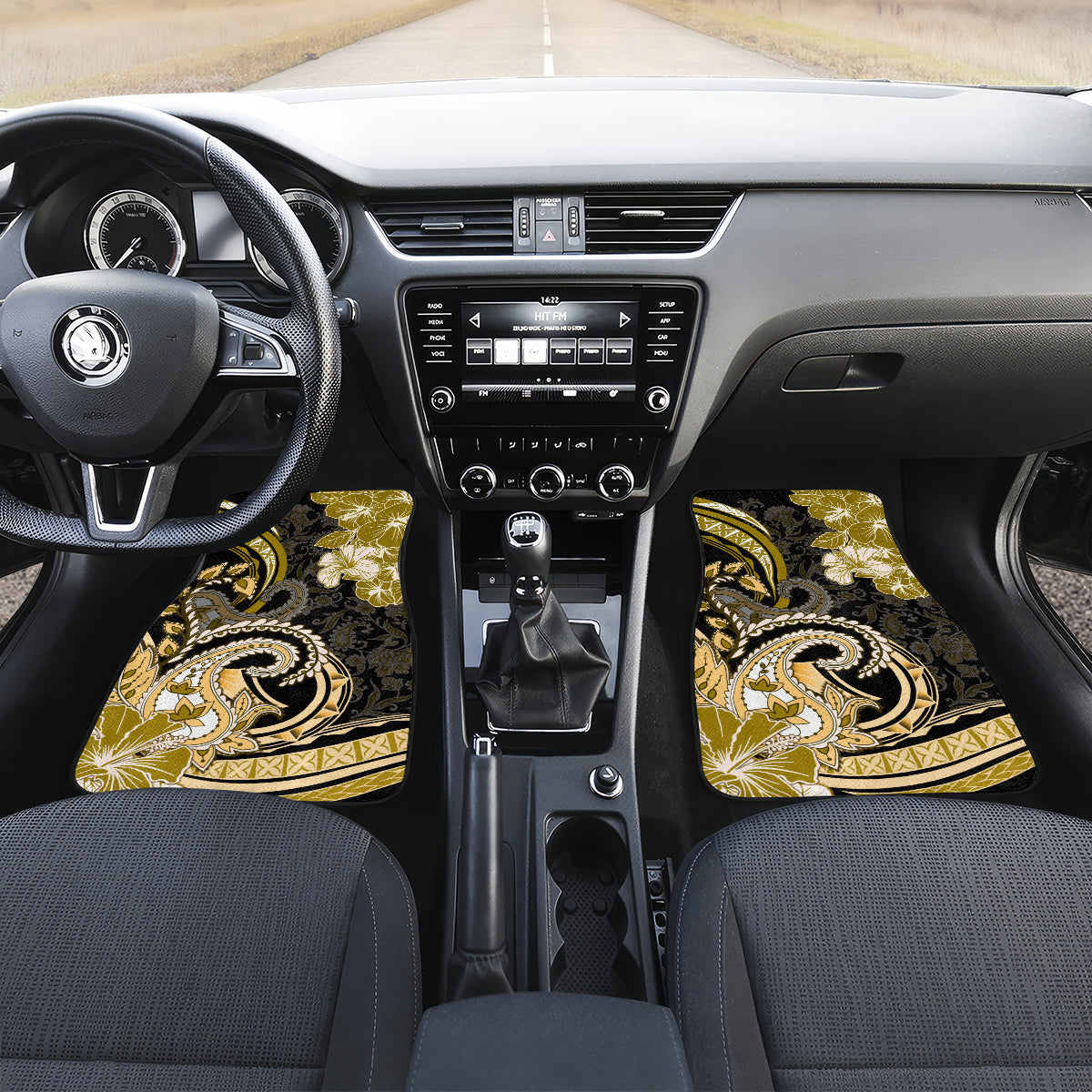 Polynesia Paisley Car Mats Mix Gold Polynesian Pattern LT05 Set 2pcs - Front Gold - Polynesian Pride