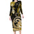 Polynesia Paisley Family Matching Long Sleeve Bodycon Dress and Hawaiian Shirt Mix Gold Polynesian Pattern LT05 Mom's Dress Gold - Polynesian Pride