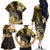 Polynesia Paisley Family Matching Off Shoulder Long Sleeve Dress and Hawaiian Shirt Mix Gold Polynesian Pattern LT05 - Polynesian Pride