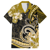 Polynesia Paisley Family Matching Off Shoulder Short Dress and Hawaiian Shirt Mix Gold Polynesian Pattern LT05 Dad's Shirt - Short Sleeve Gold - Polynesian Pride
