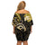 Polynesia Paisley Family Matching Off Shoulder Short Dress and Hawaiian Shirt Mix Gold Polynesian Pattern LT05 - Polynesian Pride