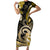 Polynesia Paisley Family Matching Short Sleeve Bodycon Dress and Hawaiian Shirt Mix Gold Polynesian Pattern LT05 Mom's Dress Gold - Polynesian Pride